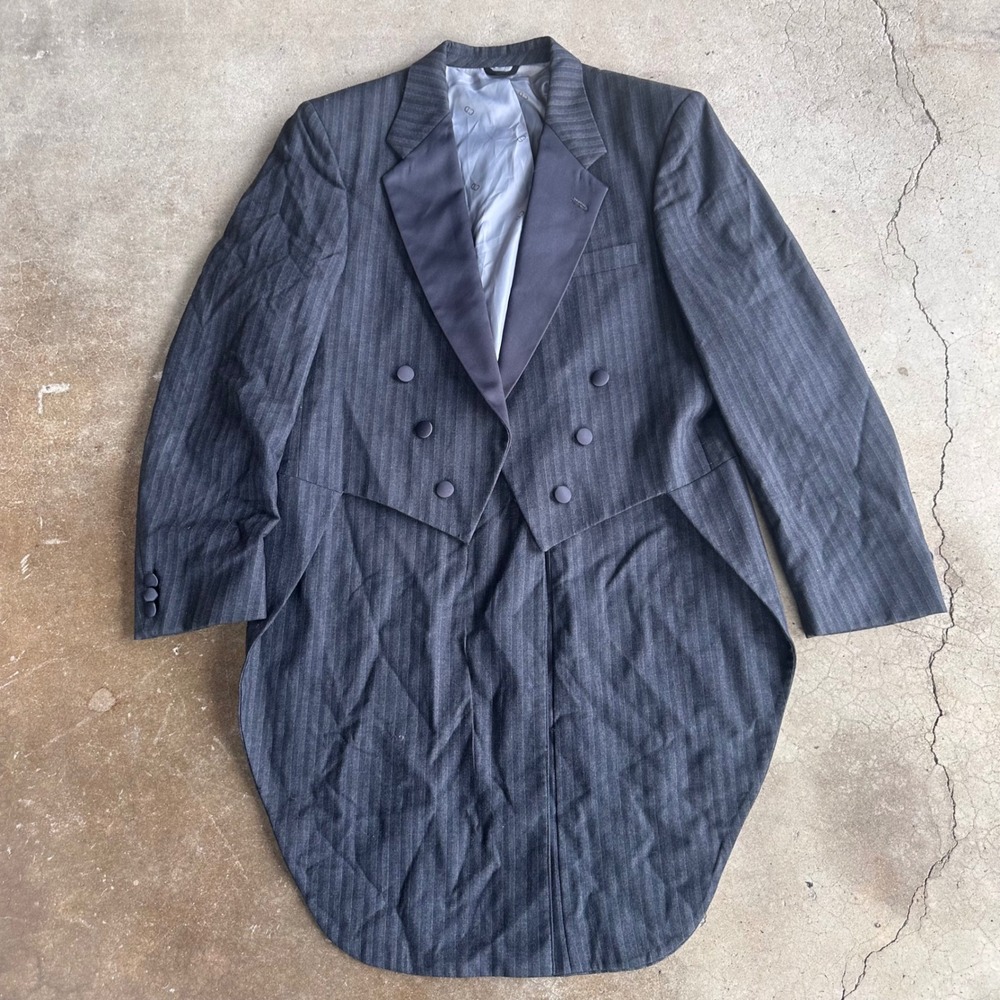 Christian Dior Tailcoat Men L Grey Excellent Pinstripe Morning Coat Tuxedo